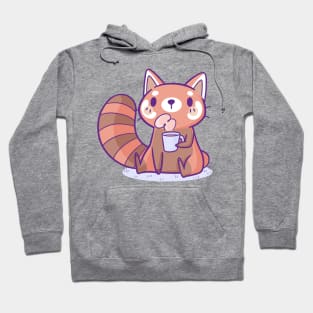 Red Panda Drinking Coffee Hoodie